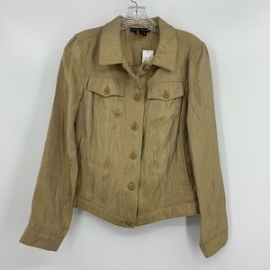 Peace of Cloth NWT Gold Metallic Trucker Jacket Coat Size S